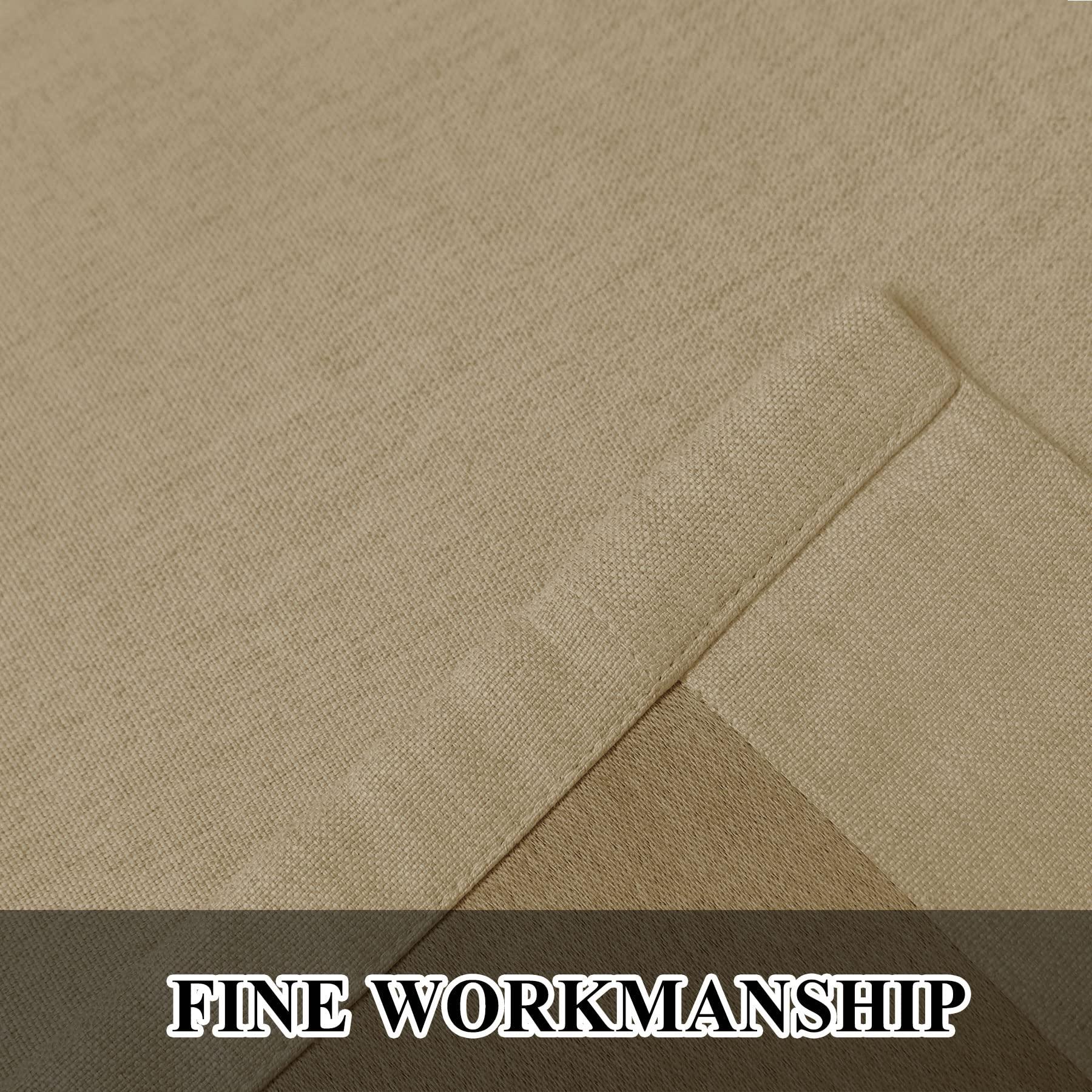 Fcosie Fcosie Extra Long Blackout Curtains Khaki (1 PC) - Flax Linen Drapes 288 Inches Long - 2 Story High Living Room Drapes Window Panel - Thermal Insulated Grommet Top Draperies, 50" W x 288" L