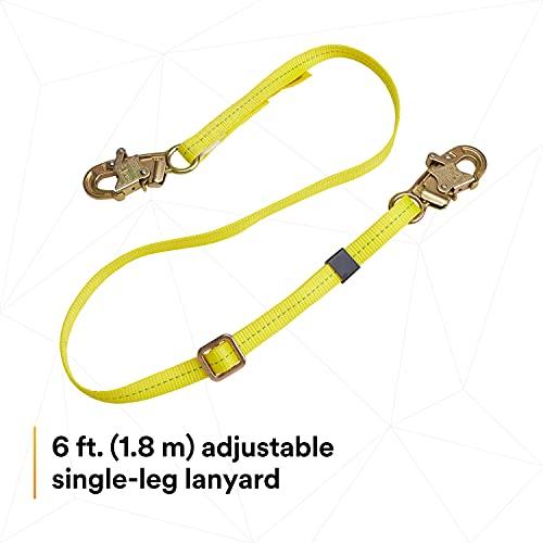 3M 3M DBI-SALA 1231016 Web Adjustable Positioning Lanyard, 6\', 3/4\" Snap Hooks, Yellow