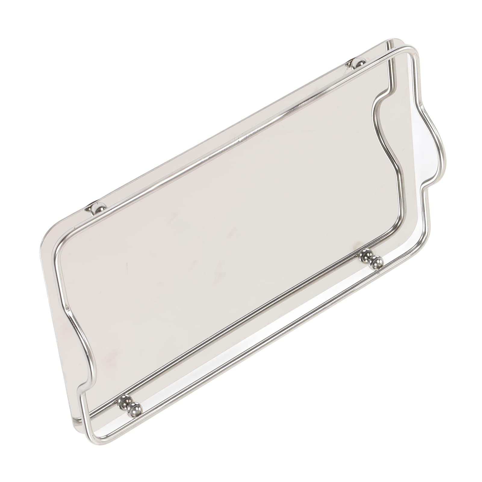 Sempoda Large Rectangular Tray with Handle, Exquisite Stainless Steel Tray, Simple Silver Storage Tray for Home Living Room Business, Convenient Multifunctional Holiday Food Tray