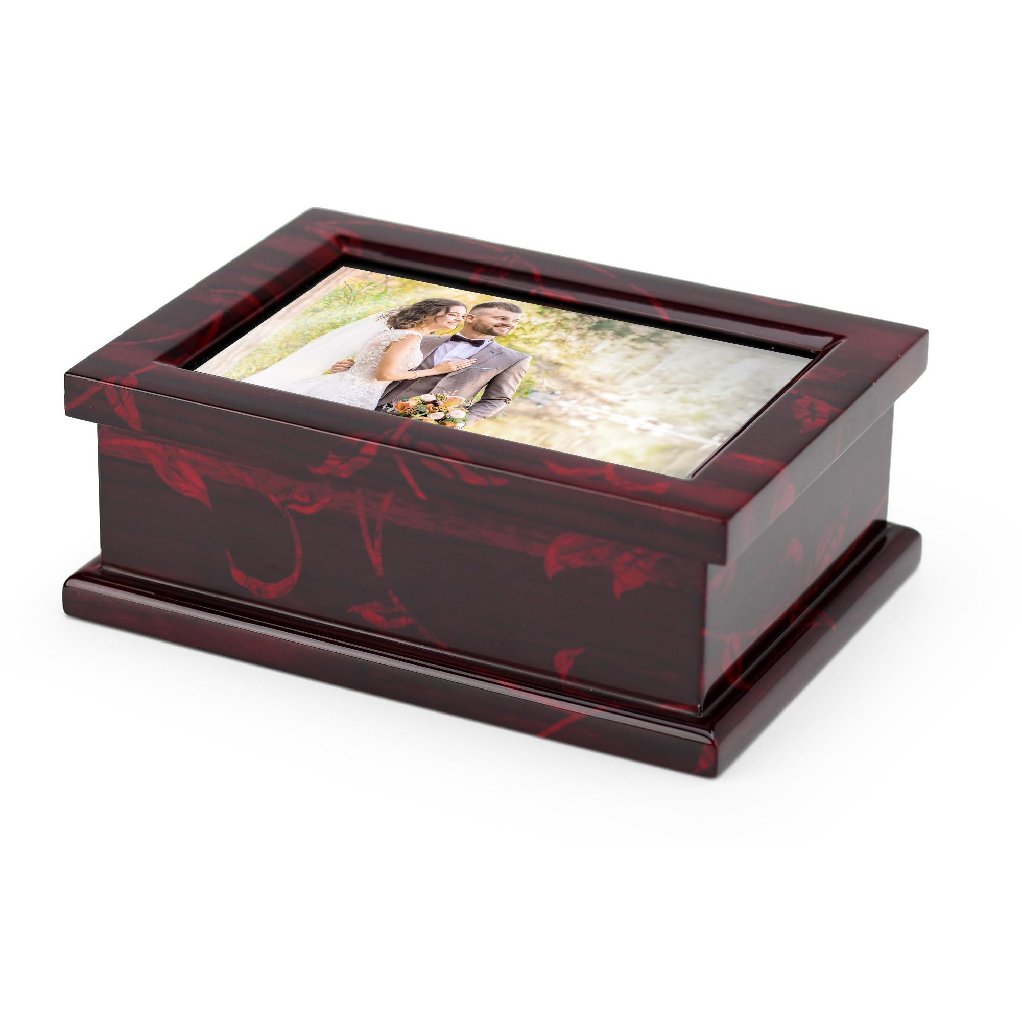 MusicBoxAttic Modern 4 x 6 Photo Frame Musical Jewelry Box with Floral Motifs-Many Songs to Choose-If I Only Had a Brain