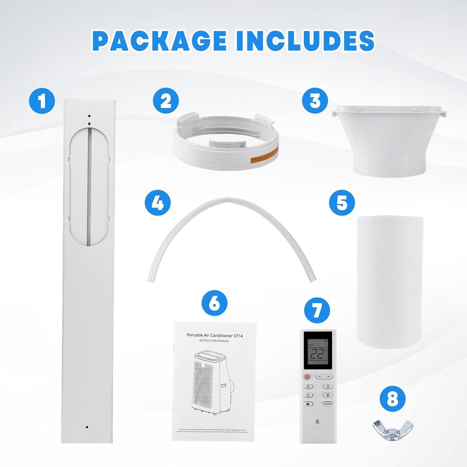 JustSmart JustSmart 14000Btus Portable Air Conditioner with Cooling, Dehumidifier, Fan 3-in-1 Room Air Conditioner, 24-Hour Timer, 3 Air Speeds, Sleep Mode, Cools up to 750 Sq. Ft. for Home Office Garage