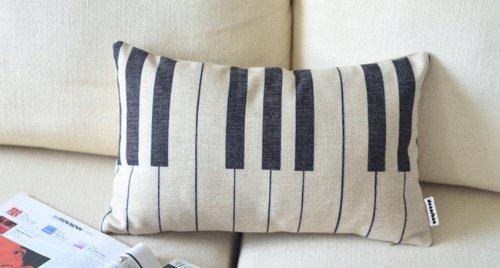 decorbox Decorbox Piano Keyboard Simple Music Throw Pillow Case Decor Cushion Covers Oblong 20*12 Inch Beige Cotton Blend Linen