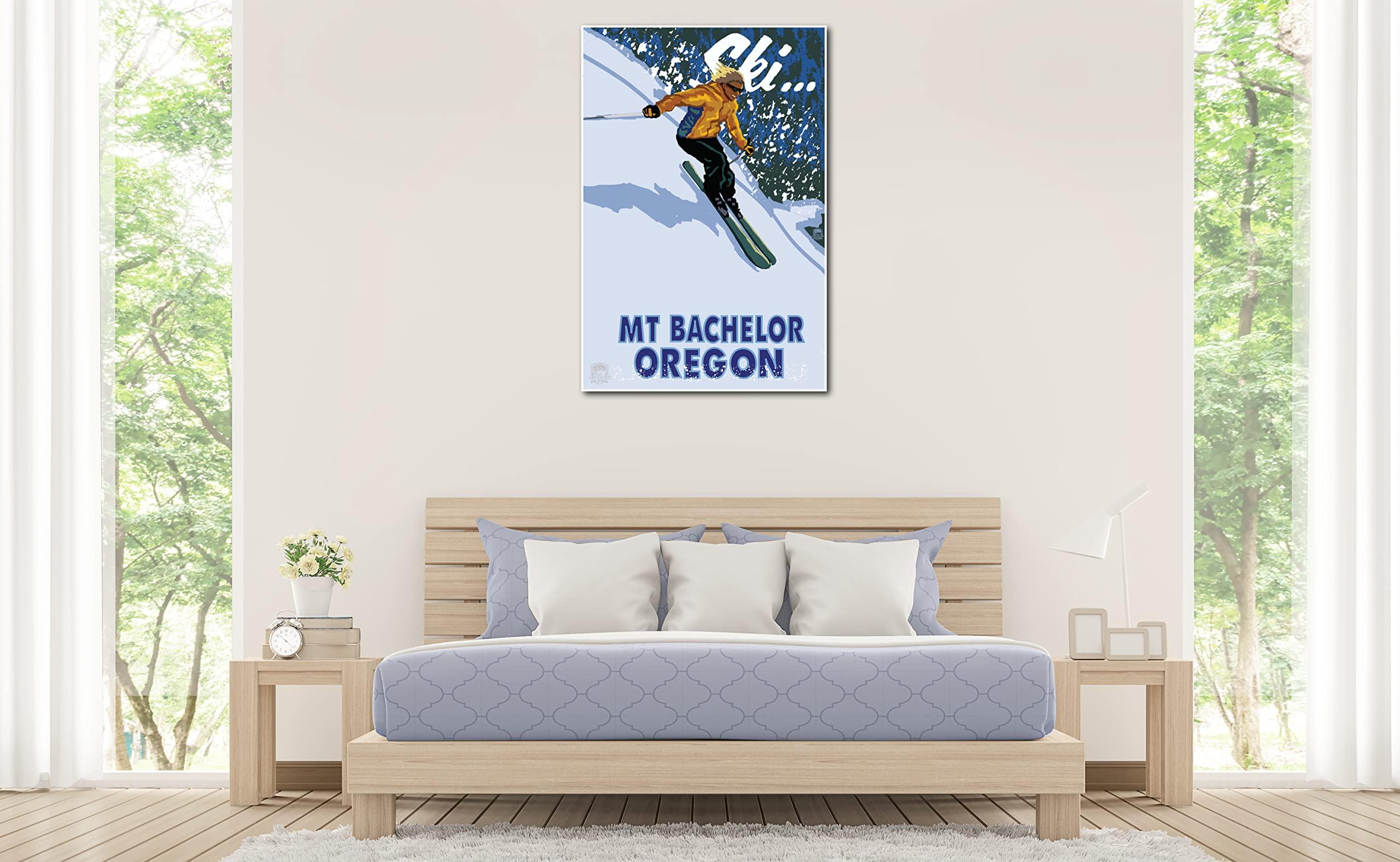 Northwest Art Mall Mt Bachelor Bend Oregon Downhill Skier Giclee Art Print Poster from Travel Artwork by Artist Paul A. Lanquist 30\" x 45\"