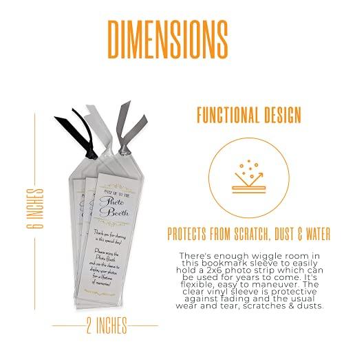 Photo Booth Nook Photo Booth Nook | 2x6 Clear Bookmark Sleeves (250 Count) | Plastic Bookmark Sleeves for Photo Booth Strips with Silver Inserts | Bulk