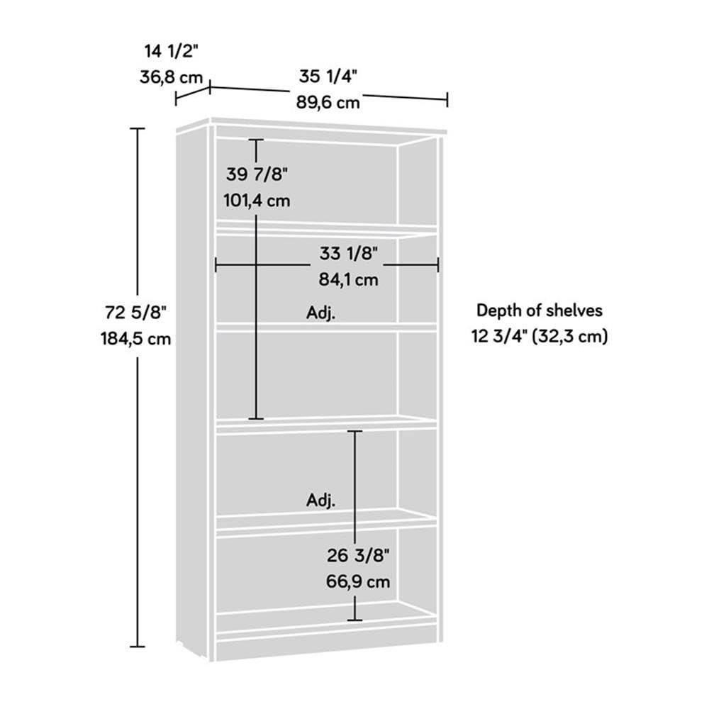 Pemberly Row Pemberly Row Engineered Wood 5-Shelf Bookcase in Classic Cherry