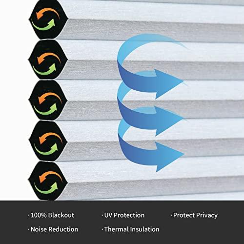 homebox Homebox Cordless 100% Blackout Cellular Shades for Home,Shades for Indoor Windows, Honeycomb Blinds 41" W x 72" H White