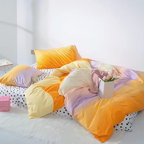 CLOTHKNOW CLOTHKNOW Yellow Orange Queen Comforter Sets 3Pcs Yellow Bedding Comforter Sets Abstract Queen Comforter Soft Yellow Comforter Sets Queen