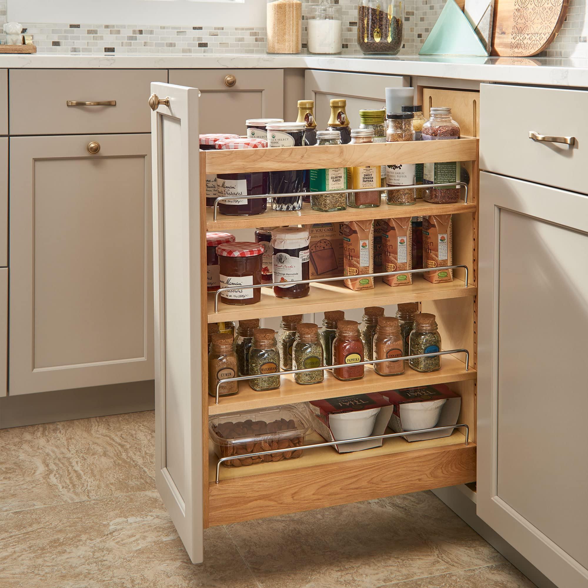 Rev-A-Shelf Rev-A-Shelf 10.25\" Pull Out Storage Organizer for Base Kitchen/Bathroom Cabinets w/Soft-Close Full Extension Slides & Adjustable Shelves, 448-BCSC-9C