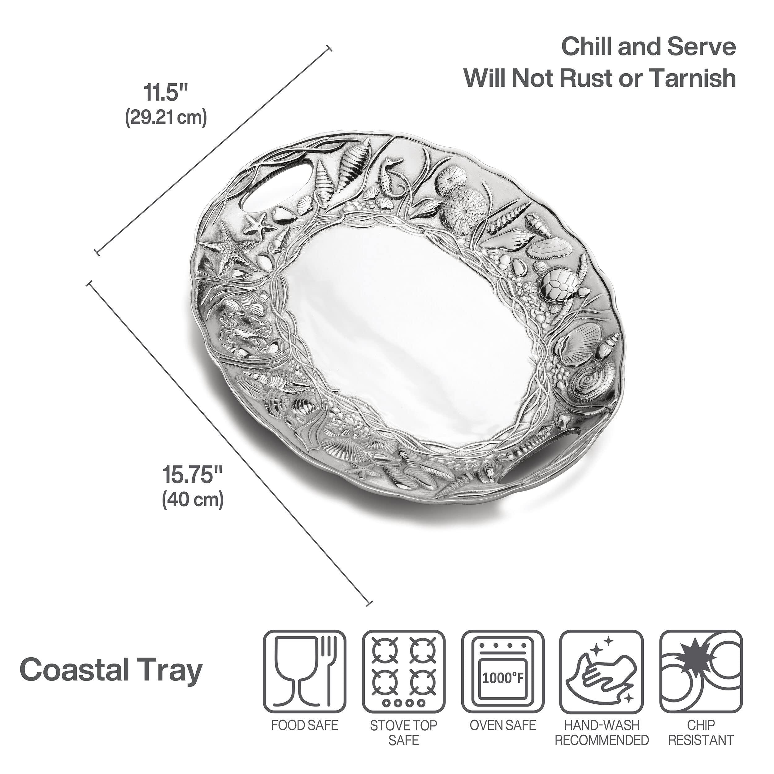 Wilton Armetale Wilton Armetale Coastal Handle Serving Tray, 16-Inch-by-11.75-Inch, Silver