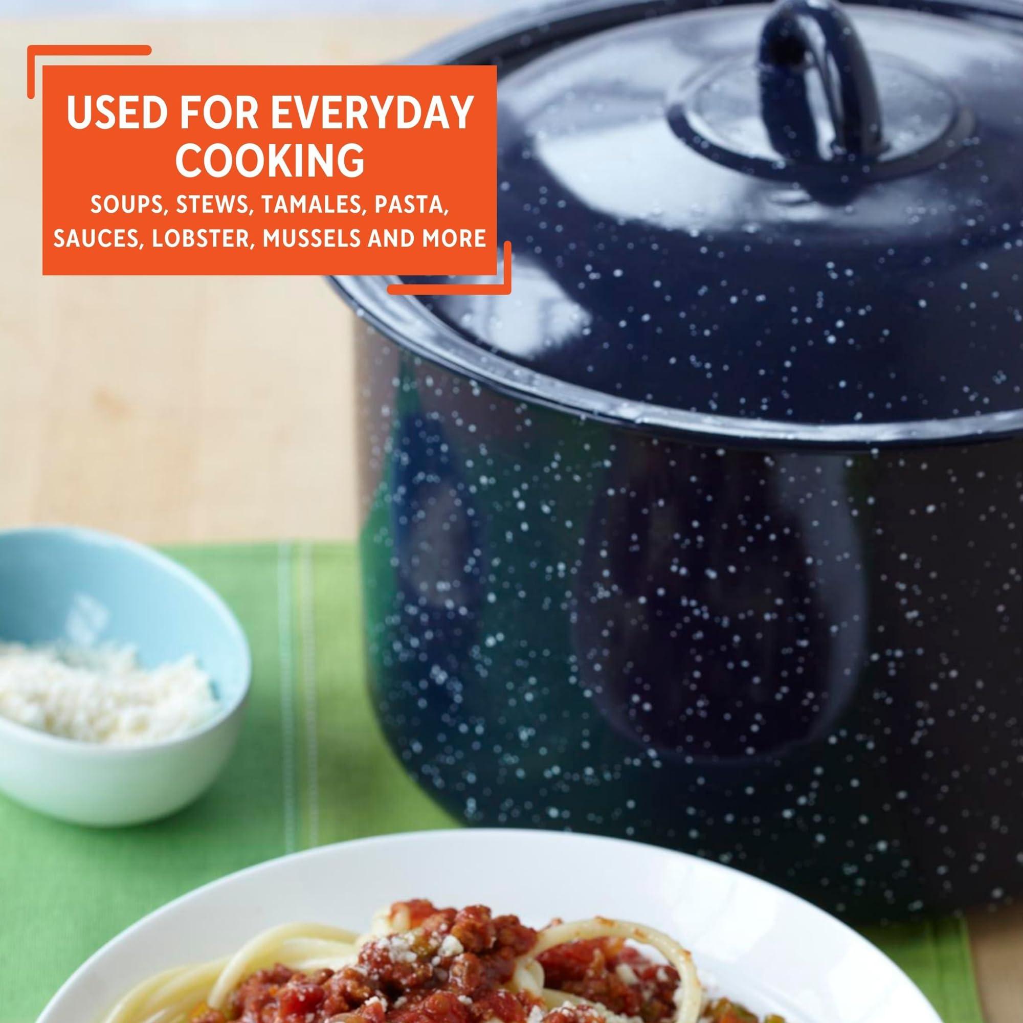 Imusa IMUSA 6.0qt Enamel Stock Pot, Blue