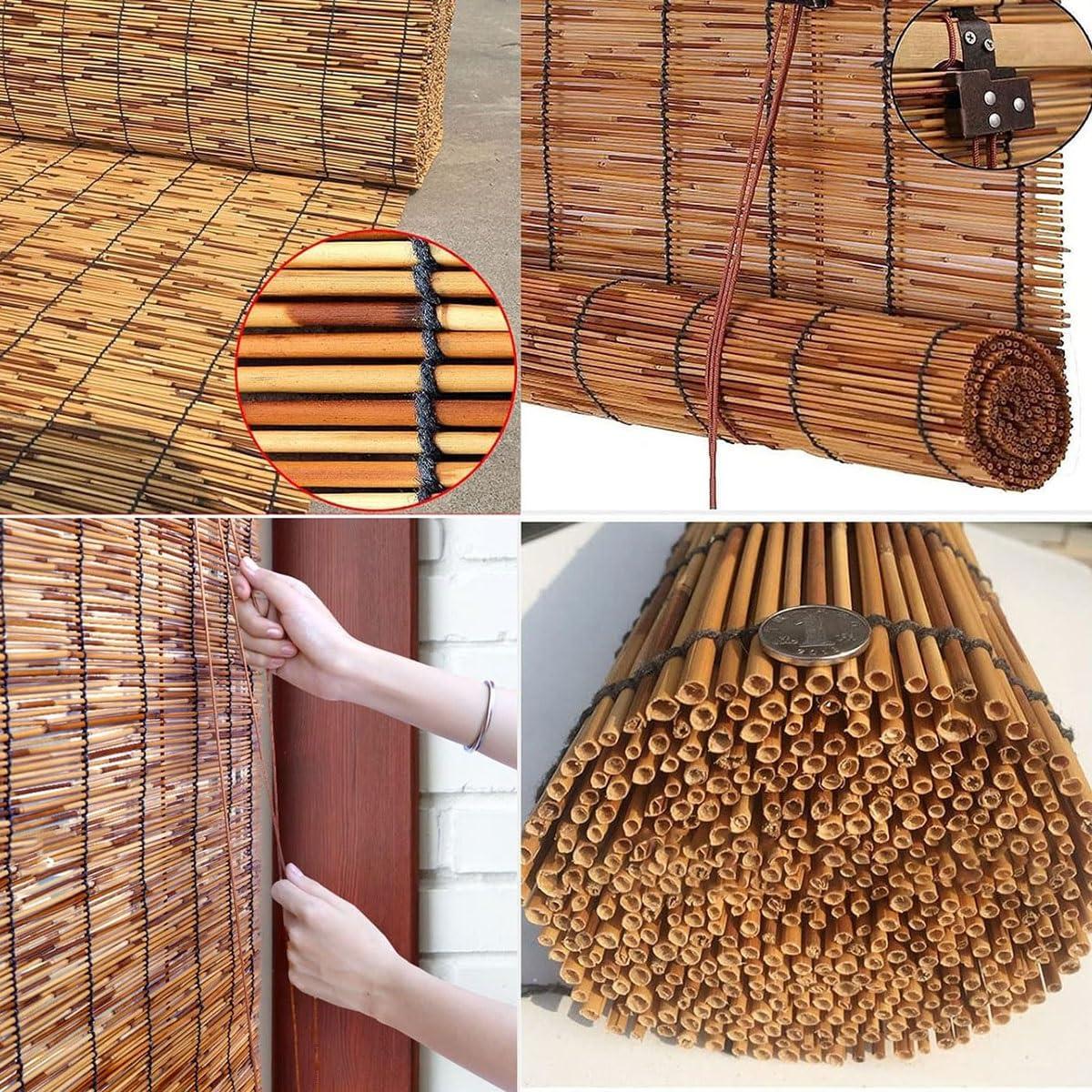 HomeLoft Basics Roll Up Bamboo Blinds for Indoor/Outdoor Patio Roller Blinds Waterproof Bamboo Shades for Porch Sun Shade, Woven Breathable Curtains for Home Roman Shades Privacy, Cordless (Color : 42" W x 48" H)