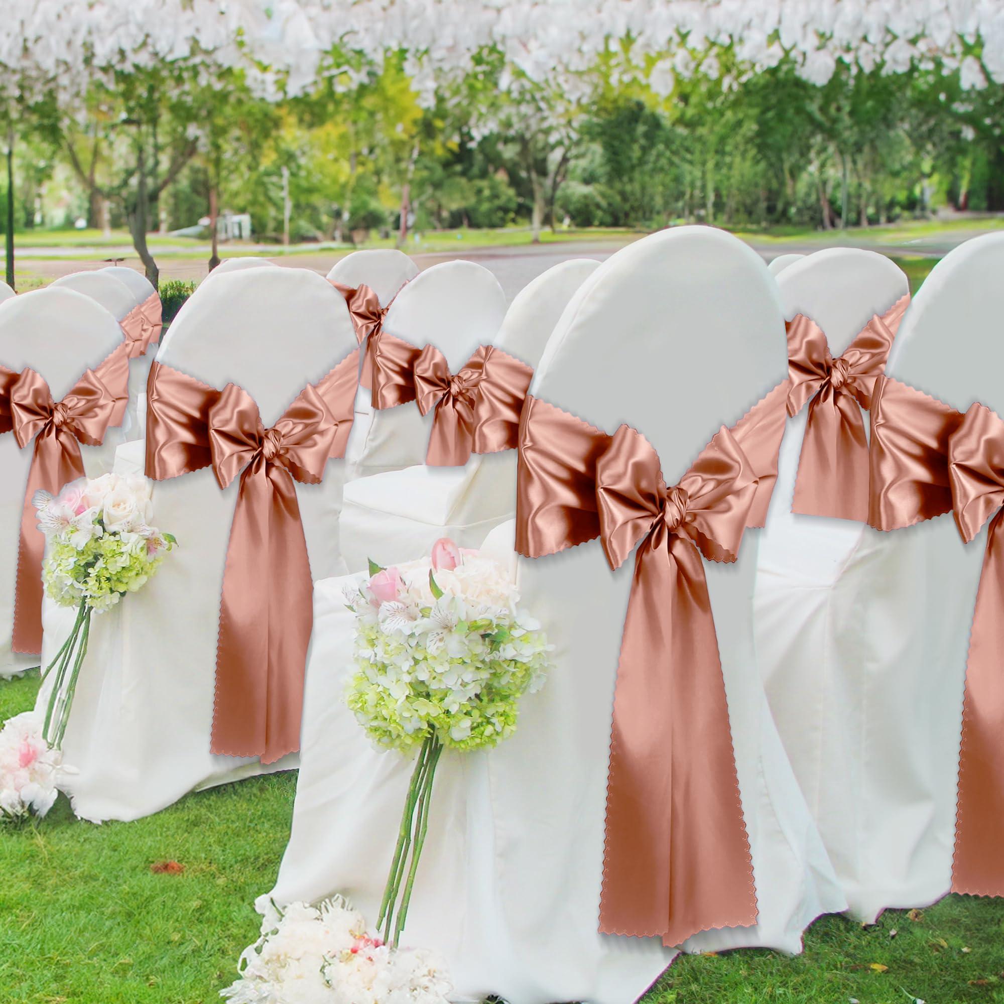 VACVELT VACVELT 6 Pack Satin Table Runners 12 x 72 Inches Long, Rose Gold Table Runners Wedding Table Runner Decorations, Bright Smooth Table Runners for Birthday Party Banquet Graduation Engagements