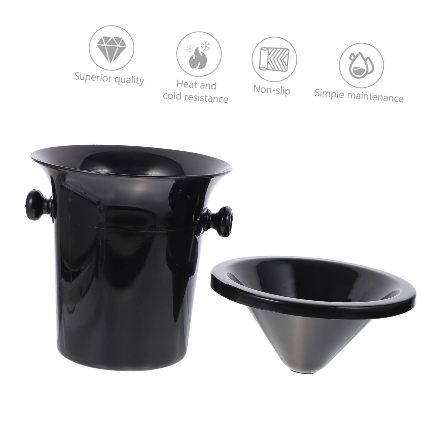 LABRIMP LABRIMP Round Wine Tasting Spittoon Set 3pcs Black Plastic Wine Spittoon Ice Bucket for Bars and Parties