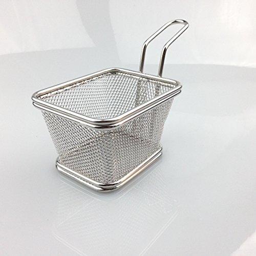 i Kito Stainless Steel Mini French Fries Basket Square Fryer Baskets, FDA Grade Kitchen Cooking Tool Food Presentation Tableware (Small 4inch 2pcs pack)