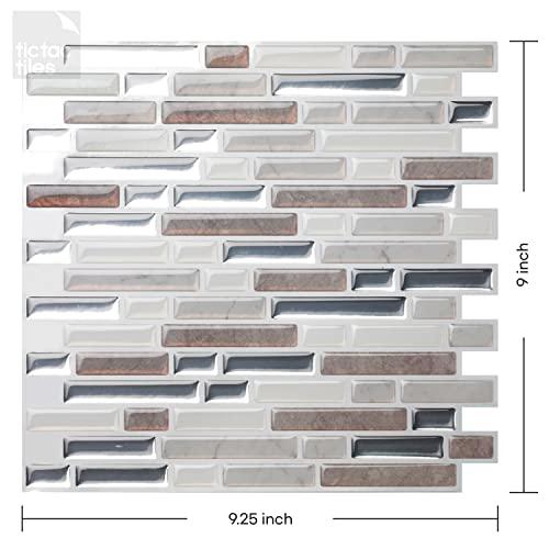 Tic Tac Tiles Tic Tac Tiles Peel and Stick Self Adhesive Removable Stick On Kitchen Backsplash Bathroom 3D Wall Tiles in Como Pebble (10 Sheets)