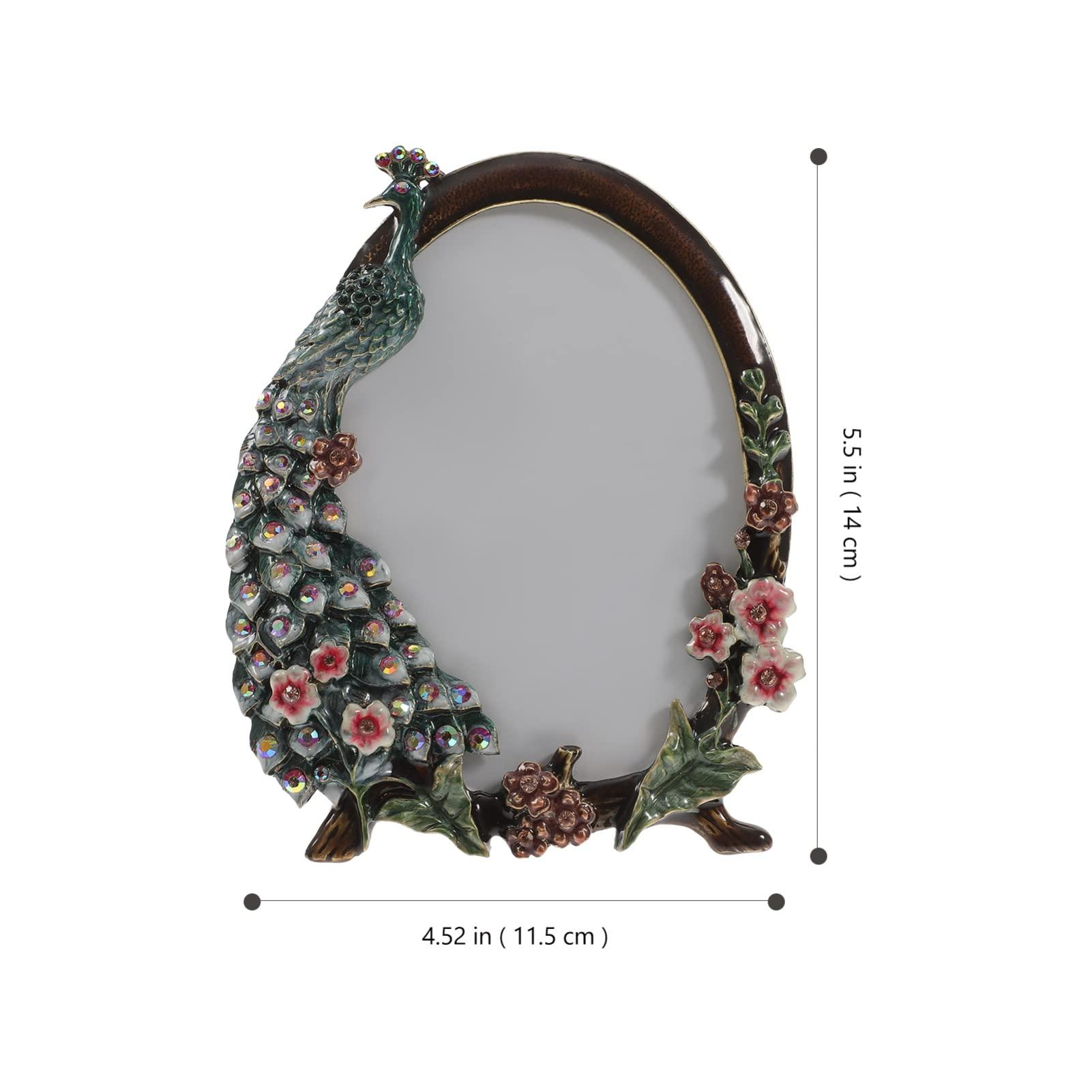 ARTIBETTER ARTIBETTER Peacock Photo Frame Chrismas Tabletop Display Picture Frame Vintage Picture Family Picture Frame Retro Photo Holder Best Friend Picture Frame Metal Photo Folder Household