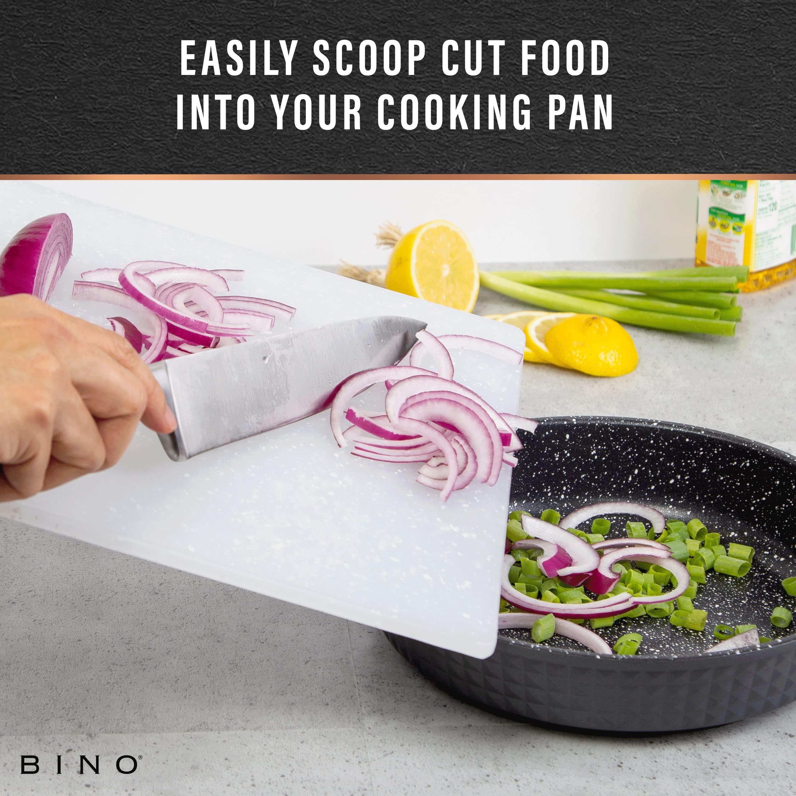 BINO BINO Cutting Board - 3-Piece Chopping Boards | BPA-Free Plastic, Durable, Multipurpose, Dual-Sided, Dishwasher Safe, Easy to Clean | Charcuterie Accessories | Home & Kitchen Utensils Frosted Granite