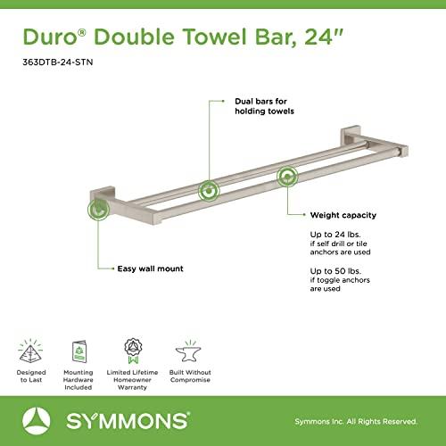Symmons Symmons 363DTB-24-STN Duro 24 in. Wall-Mounted Double Towel Bar in Satin Nickel