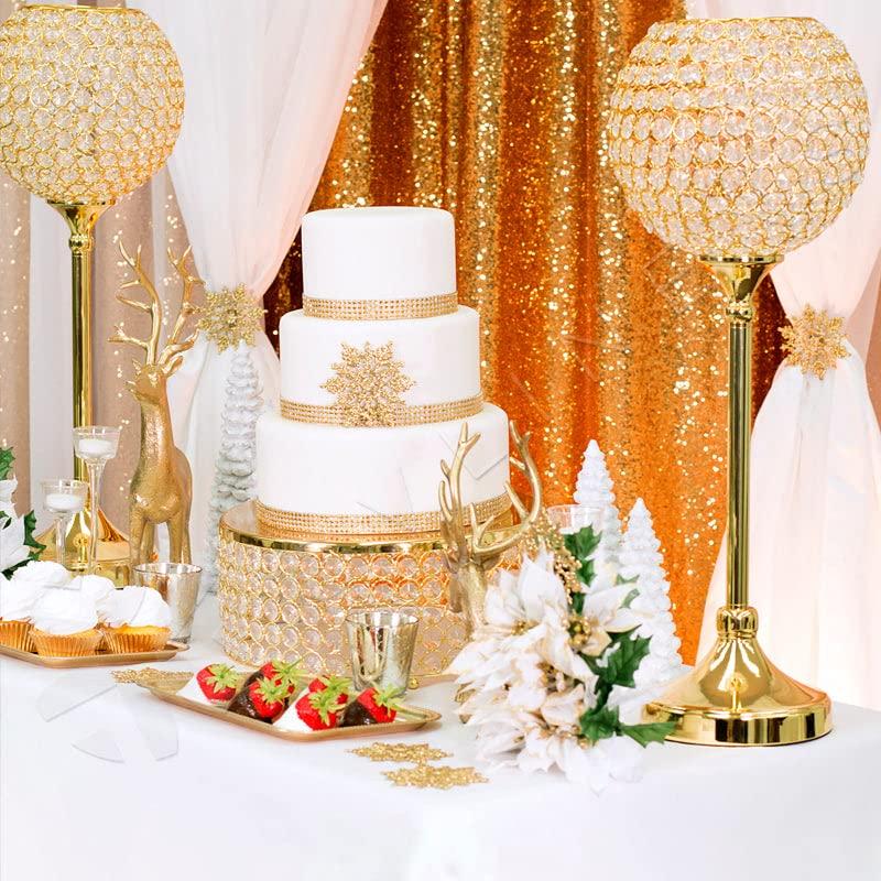 CVL CVL Glass Crystal Bowl/Ball Centerpiece on Stand 30\", Bowl Size: Approx. 10\" - Gold