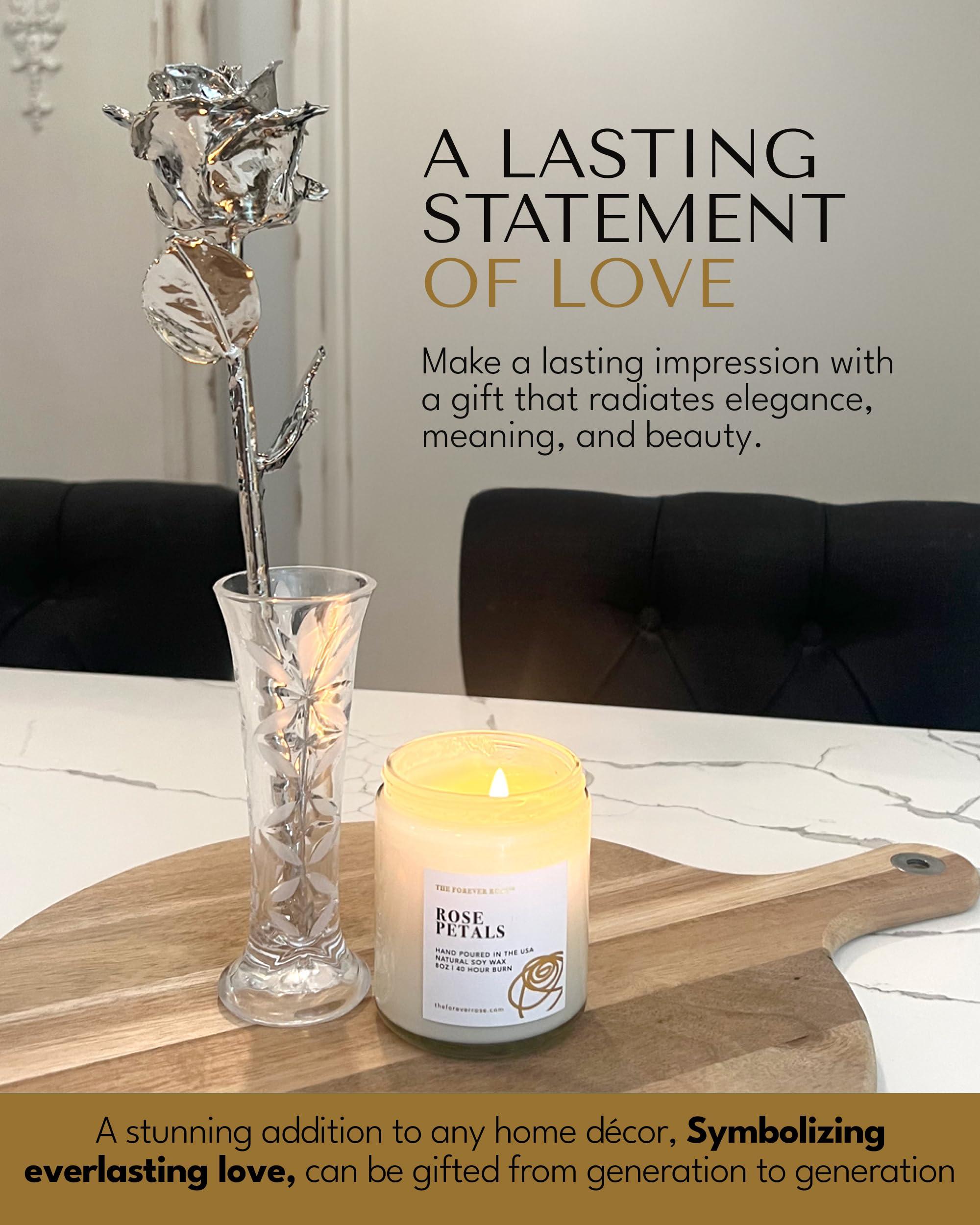 Forever Rose Forever Rose Real Platinum Rose, Genuine, One of A Kind, Hand Dipped & Everlasting Platinum Dipped Real Rose, Beautiful Forever Flower, Ideal Anniversary, and Romantic Valentine\'s Day Gifts for Women