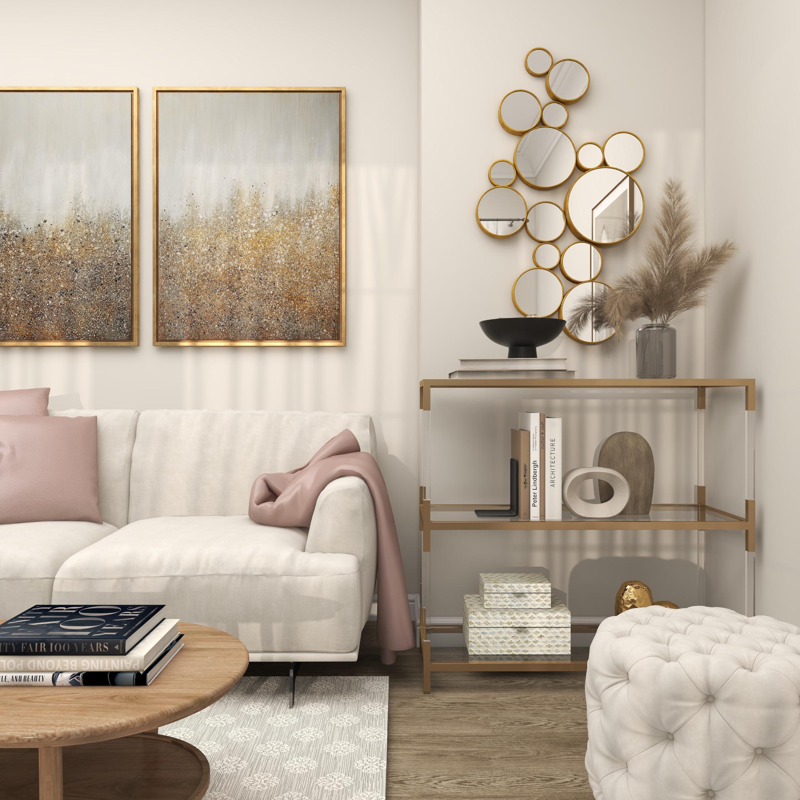 Deco 79 CosmoLiving by Cosmopolitan Metal Room Wall Mirror Bubble Cluster Entryway Mirror, Wall Mounted Mirror 22\" x 3\" x 40\", Gold