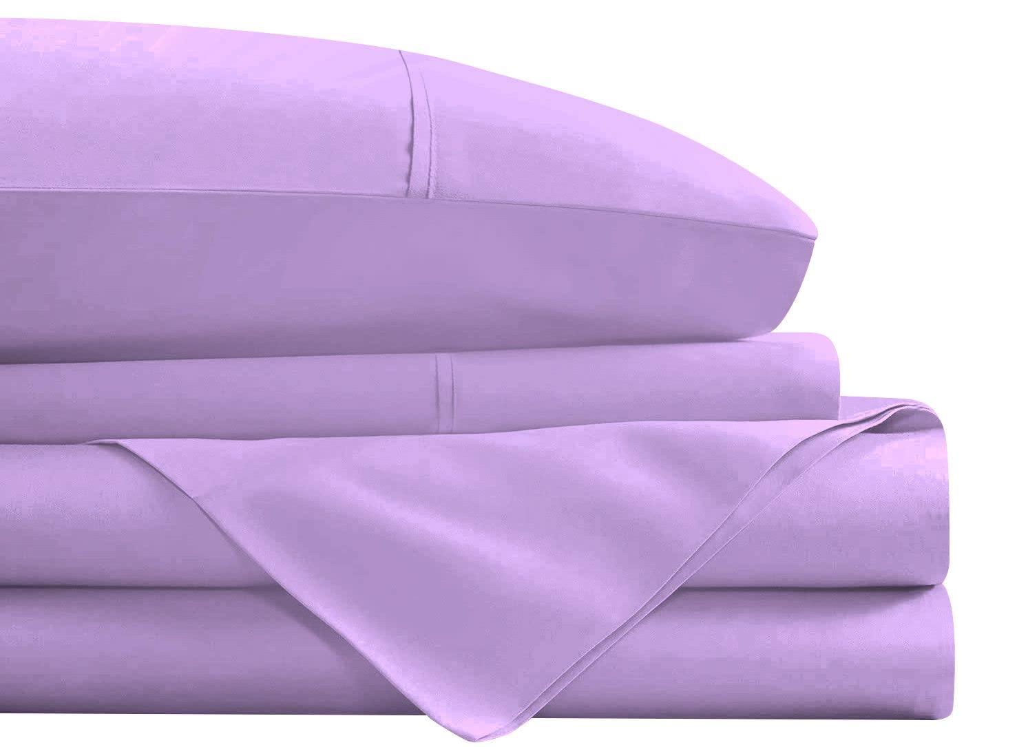 Epic Cotton Epic Cotton 4-Piece Smart Sheet Set - Luxury Soft 1000 Thread Count 8\" Inch Deep Pockets, 100% Egyptian Cotton-with Side Storage Pockets on Fitted Sheet, Twin Size, Lilac