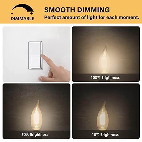 Sigalux Sigalux E12 LED Bulb Candelabra Base 60 watt Chandelier Light Bulbs Dimmable, Flame Tip , 4.5W, 500LM 2700K Soft White, CA10 Candle Light Bulbs, 12 Packs
