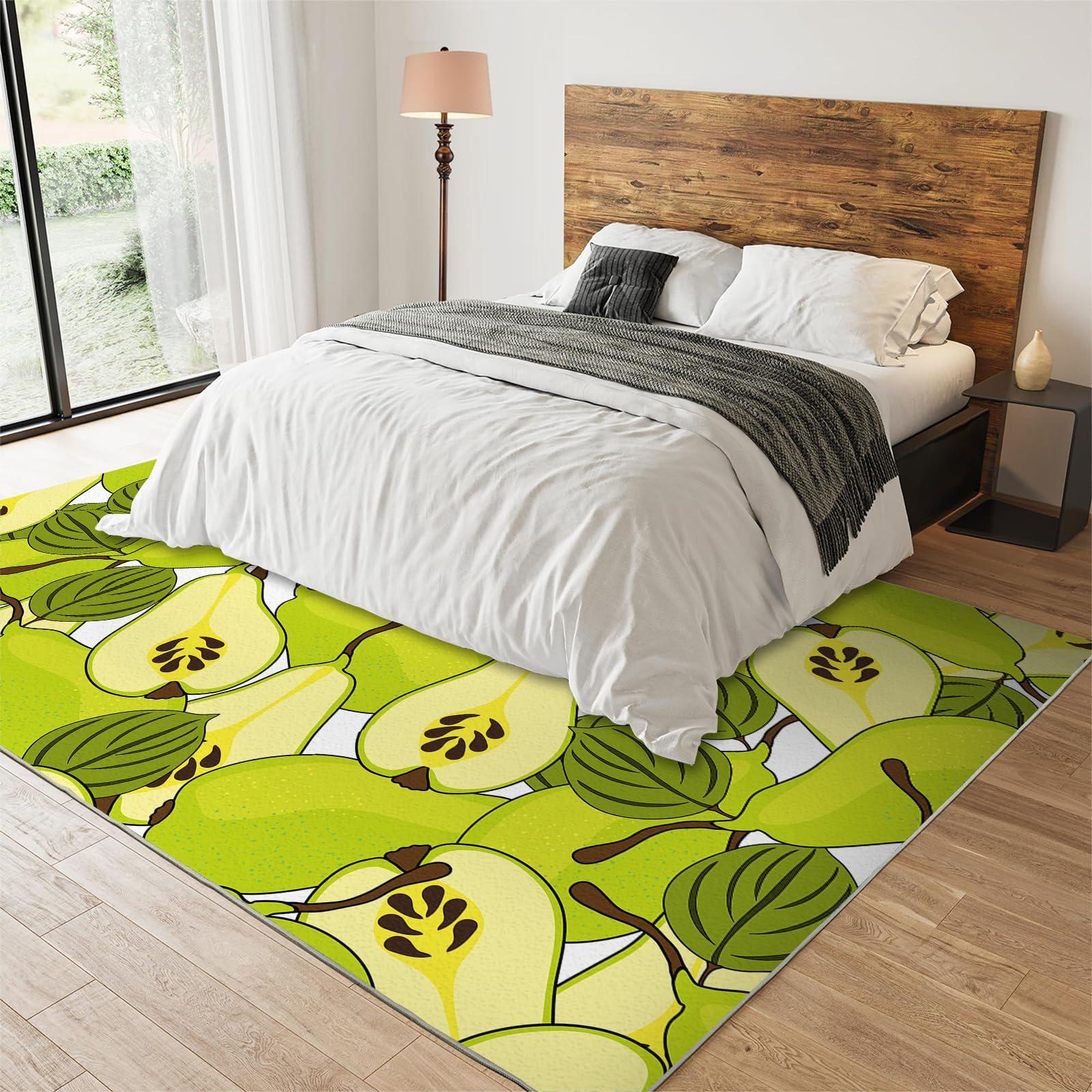 OZIQIJ OZIQIJ Fresh Fruit Pear Area Rugs, Modern Simple Living Room Rug, Indoor Carpet Super Soft Fluffy with Non-Slip Backing, Floor Carpets for Dining Room Bedroom Study Dining Room Kid Room 3 x 4ft