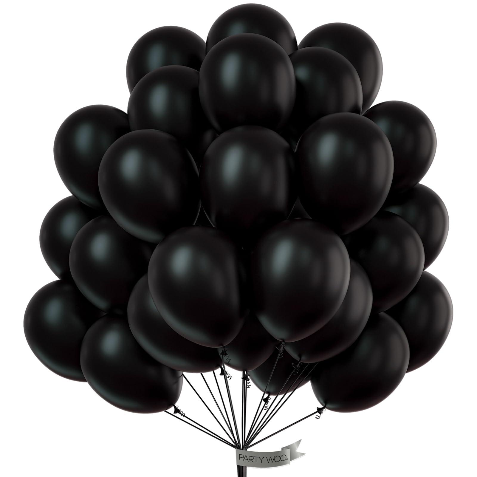PartyWoo PartyWoo Metallic Rose Gold Balloons 100 pcs and PartyWoo Black Balloons 100 pcs