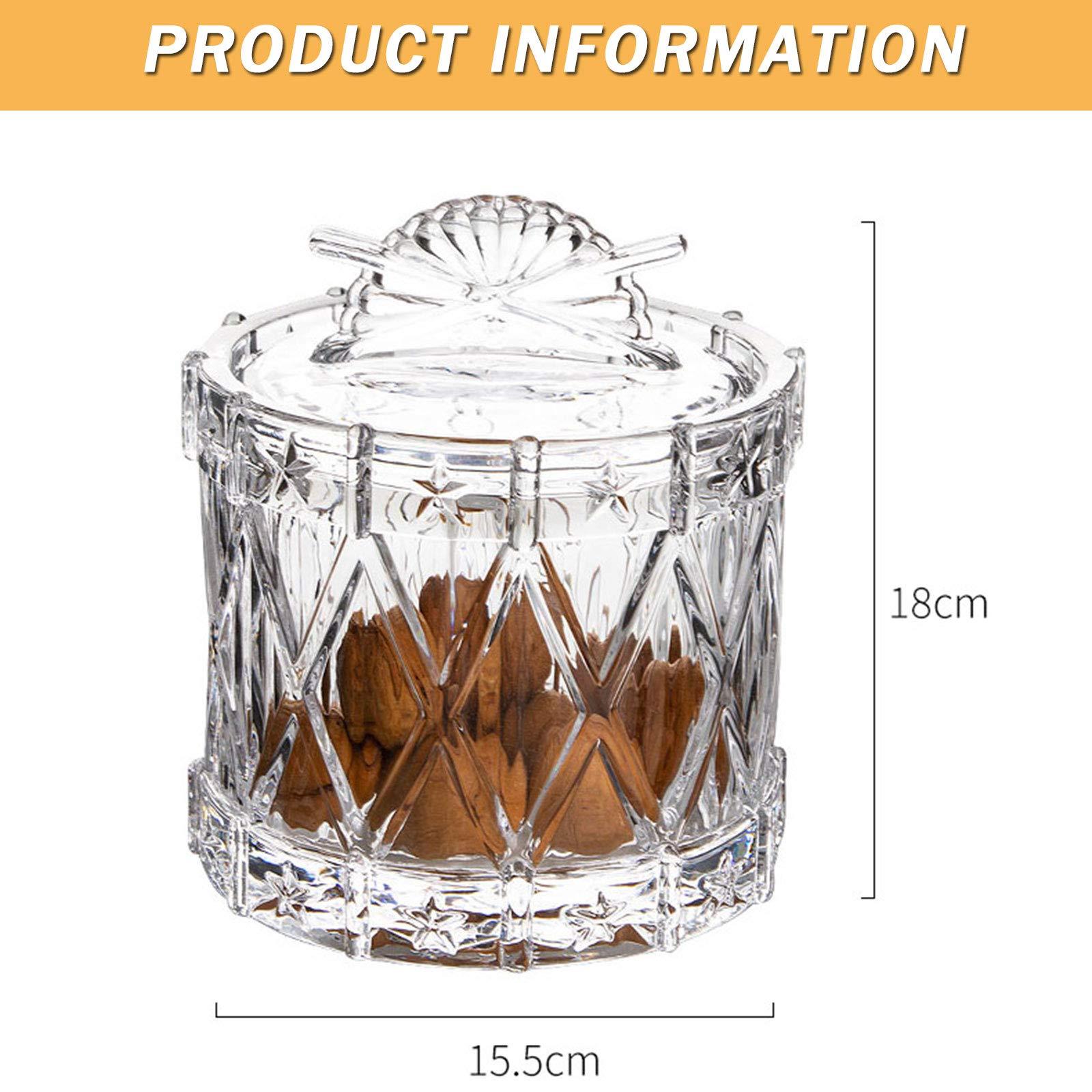 TWW TWW Glass Candy Dish with Lid, Clear Large Covered Candy Bowl, Crystal Candy Jar for Home Kitchen Office Desk,White