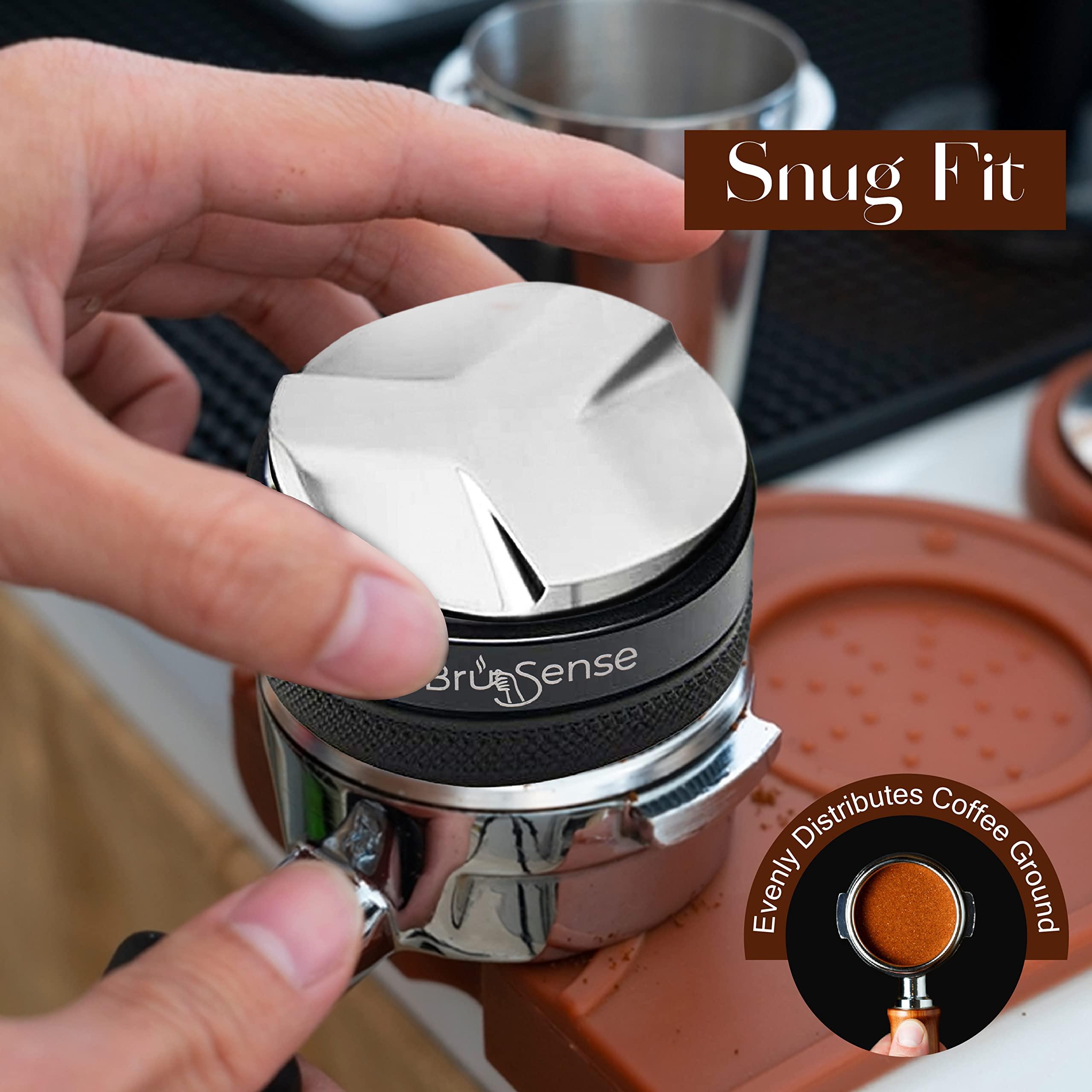 Bru Sense 53mm Espresso Tamper & Distributor | Accessories Include Own Tamp Mat For Quick Storage | Ideal Tools For Breville/Sage Automatic Coffee Machine.