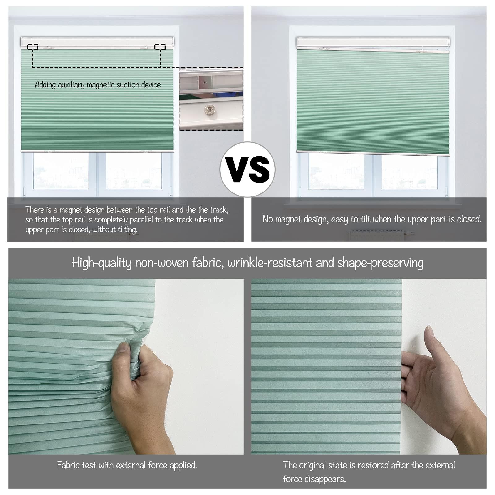 Boolegon Boolegon Top Down and Bottom Up Cellular Shades for Windows Light Filtering Cordless Honeycomb Blinds Thermal Insulated Custom Cut to Size,White,29" W x 44" H