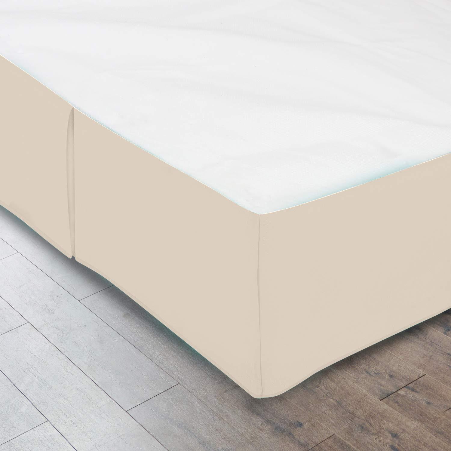 Ammara Linen Ammara Linen Pleated Bed Skirt Easy Fit Bed Skirt 21 Inch Tailored Drop - King 78 x 80 Inches - Ivory - 1000 Thread Count Brushed Egyptian Cotton Wrinkle Resistant