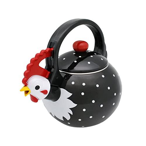 Supreme Housewares Whistling Tea Kettle for Stove Top Enamel on Steel Teakettle, Supreme Housewares Rooster Design Teapot Water Kettle Cute Kitchen Accessories Teteras (1.6 Quart, Rooster)