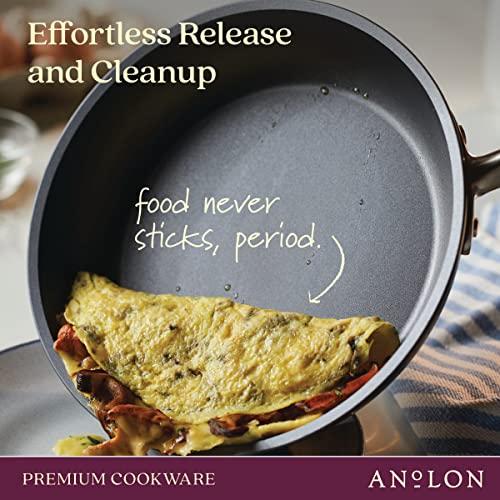 Anolon Anolon Accolade Forged Hard Anodized Nonstick Deep Frying Pan / Skillet with Helper Handle and Lid, 12 Inch - Moonstone Gray