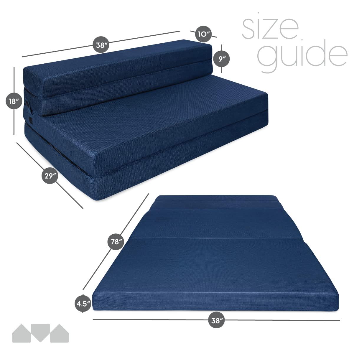 Milliard Milliard Tri-Fold Foam Folding Mattress and Sofa Bed- Twin XL 78x38x4.5 Inch