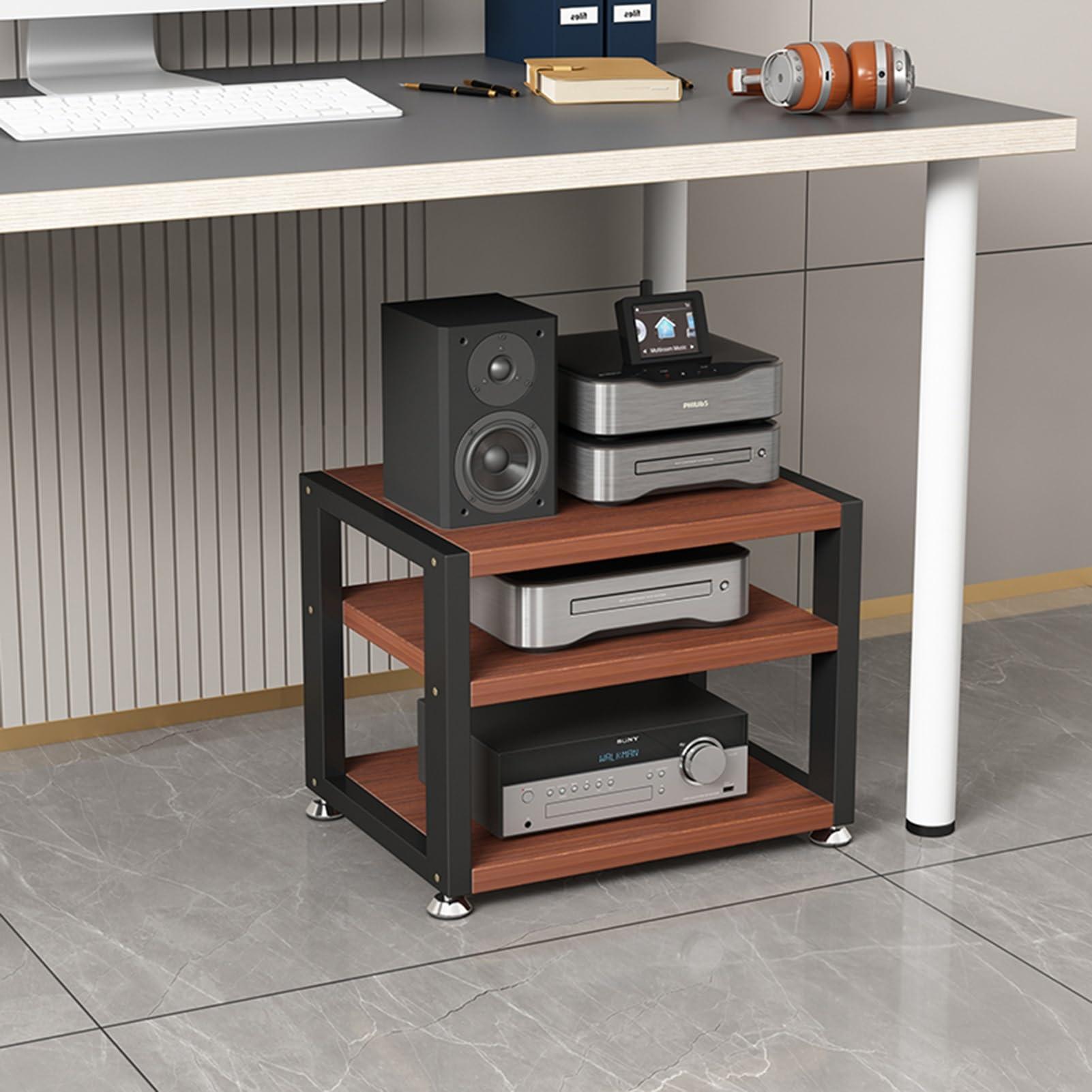 SHYP Desktop TV Box Cabinet, 3-Tier Media Stand Audio Rack Stand Tower CD Player Stand Stereo Shelf Modern AV Component Cabinet with Wooden Shelves for Home/Office/Theater (Color : A, Size : 45x35x35.5cm