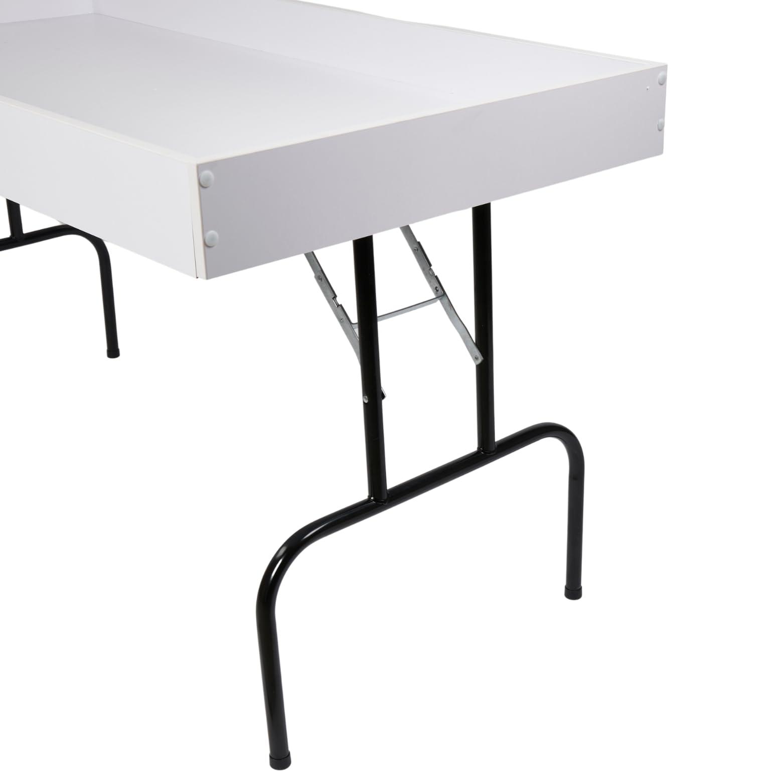 SSWBasics SSWBasics Large White Folding Dump Table - Durable, Portable, and Lightweight Display Solution for Retail, Trade Shows, and Events - Easy Setup and Storage, Supports Up to 250 lbs