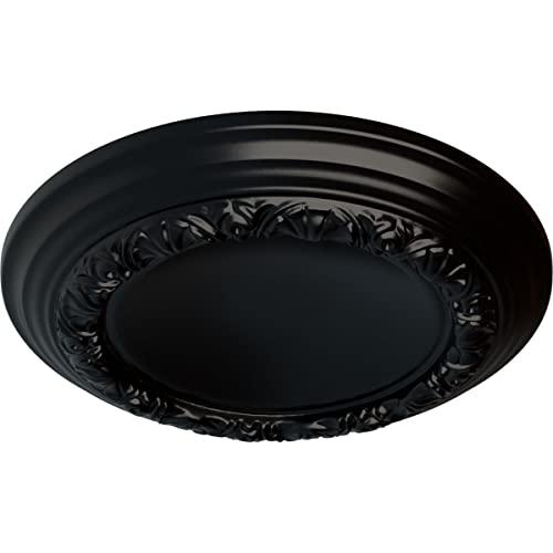 Ekena Millwork Ekena Millwork CM12CABLF Carlsbad Ceiling Medallion, 12 1/2\"OD x 1 1/2\"P (Fits Canopies up to 7 7/8\"), Hand-Painted Jet Black