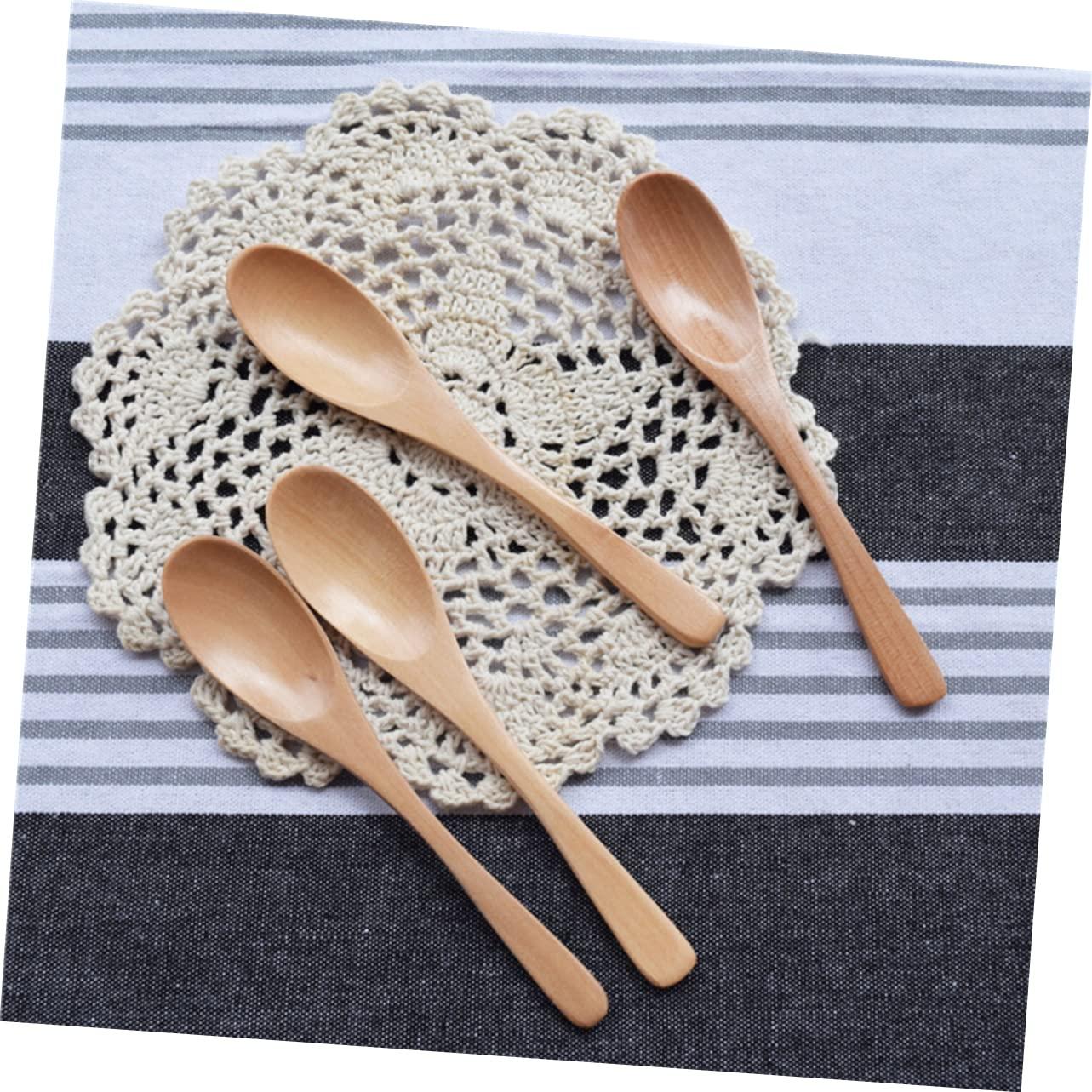 VILLCASE VILLCASE 6PCS Kids Wooden Spoons Mini Oval Spoon Set Reusable and Smooth Texture for Jam Condiments Soup Kids Ware