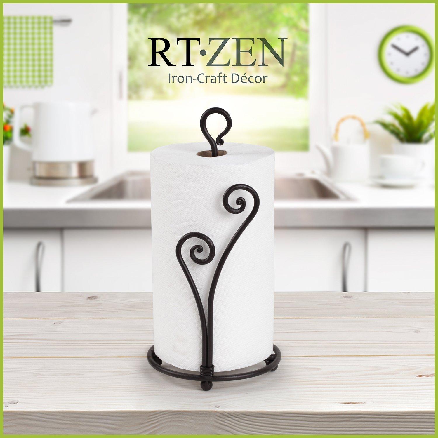 RTZEN RTZEN Matte Black Paper Towel Holder Countertop - Decorative Farmhouse Paper Towel Roll Holder - Rustic Metal Modern Stand for Kitchen or Bathroom (Heart Shaped)