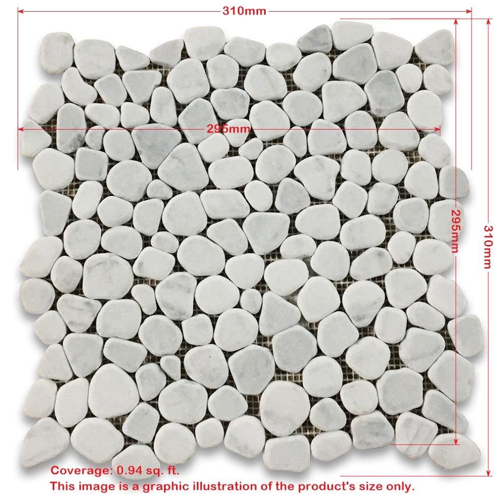 Stone Center Online Stone Center Online Bardiglio Gray Marble Pebble Stone River Rocks Mosaic Tile Tumbled Kitchen Bath Wall Floor Backsplash Shower (1 sheet)