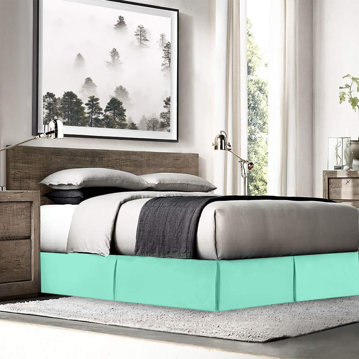 Glam Bedding Glam Bedding Box Pleated Bed Skirt-1000 Thread Count 100% Egyptian Cotton,Quadruple Pleated, Wrinkle and Fade Resistant, 19 Tailored DropInches(Aqua Blue,Cal King)