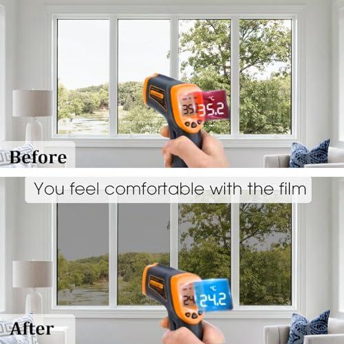 ColorfulHall ColorfulHall Window Film Heat Blocking 95% Window Privacy Film See Out not in Window Tint for Home, One Way Reflective Cling for Door Window Home Office(Silver 35.4X78.7 inch)