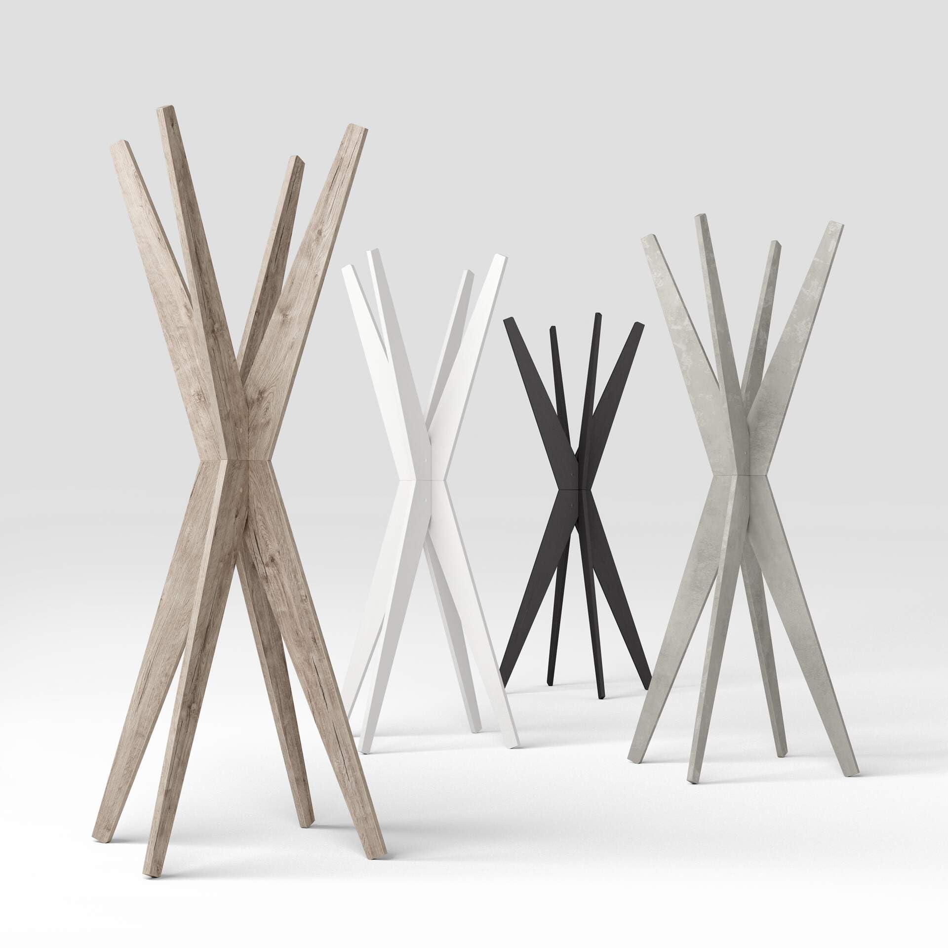 Mobili Fiver Mobili Fiver, Coat stand, Emma Ashwood White, 31.5" x 31.5" x 67.1 ", Melamine-finished, Coat Rack for Bedroom, Corridor, Entrance, Italian Furniture