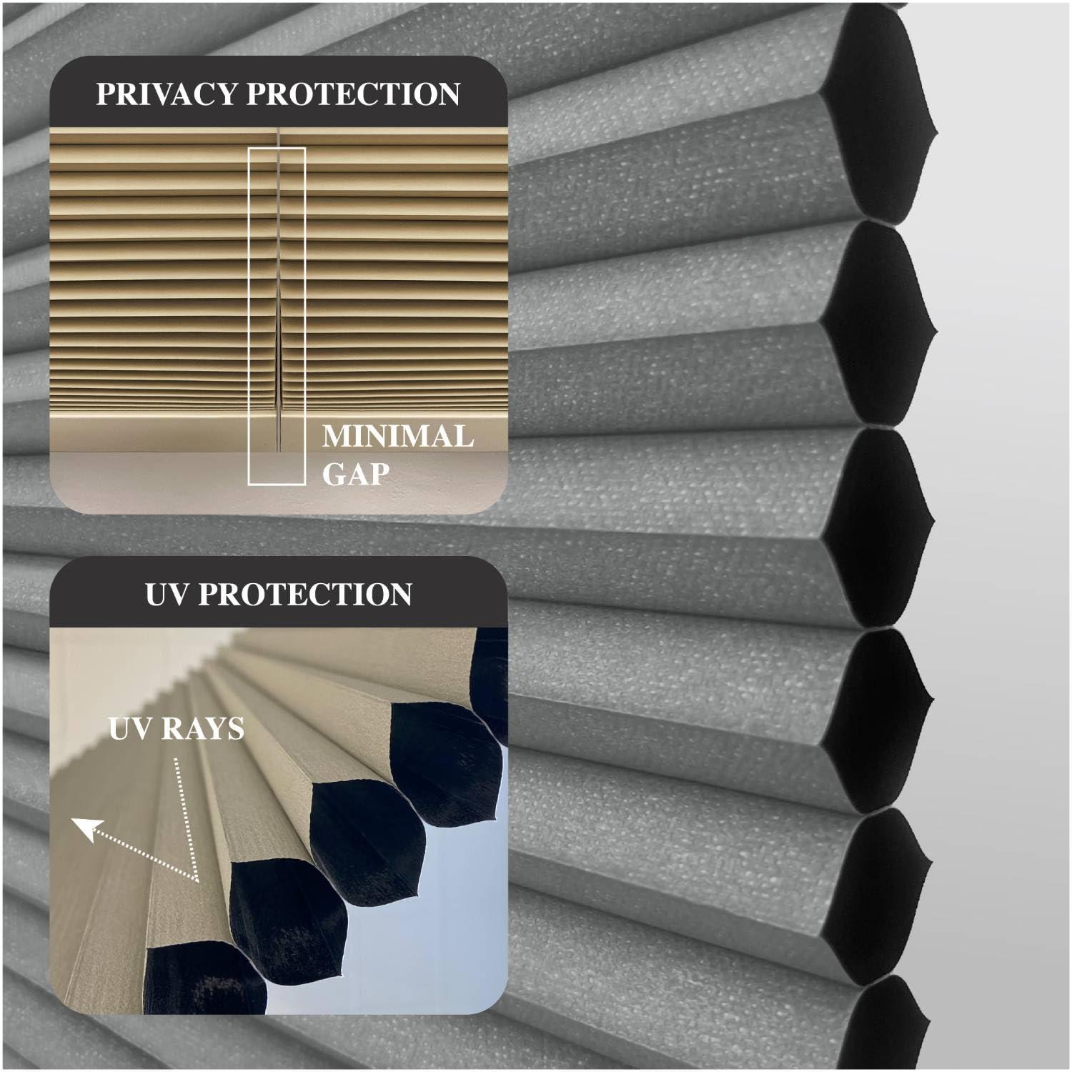 Regal estate 12BOTTLE Cordless 1.5" Blackout Top Down Bottom Up Cellular Shades,52" W x 48" H, Window Blinds for Energy Saving, Gray, Indoor Window Blinds, Shades for Bedroom, Living Room by REGAL ESTATE