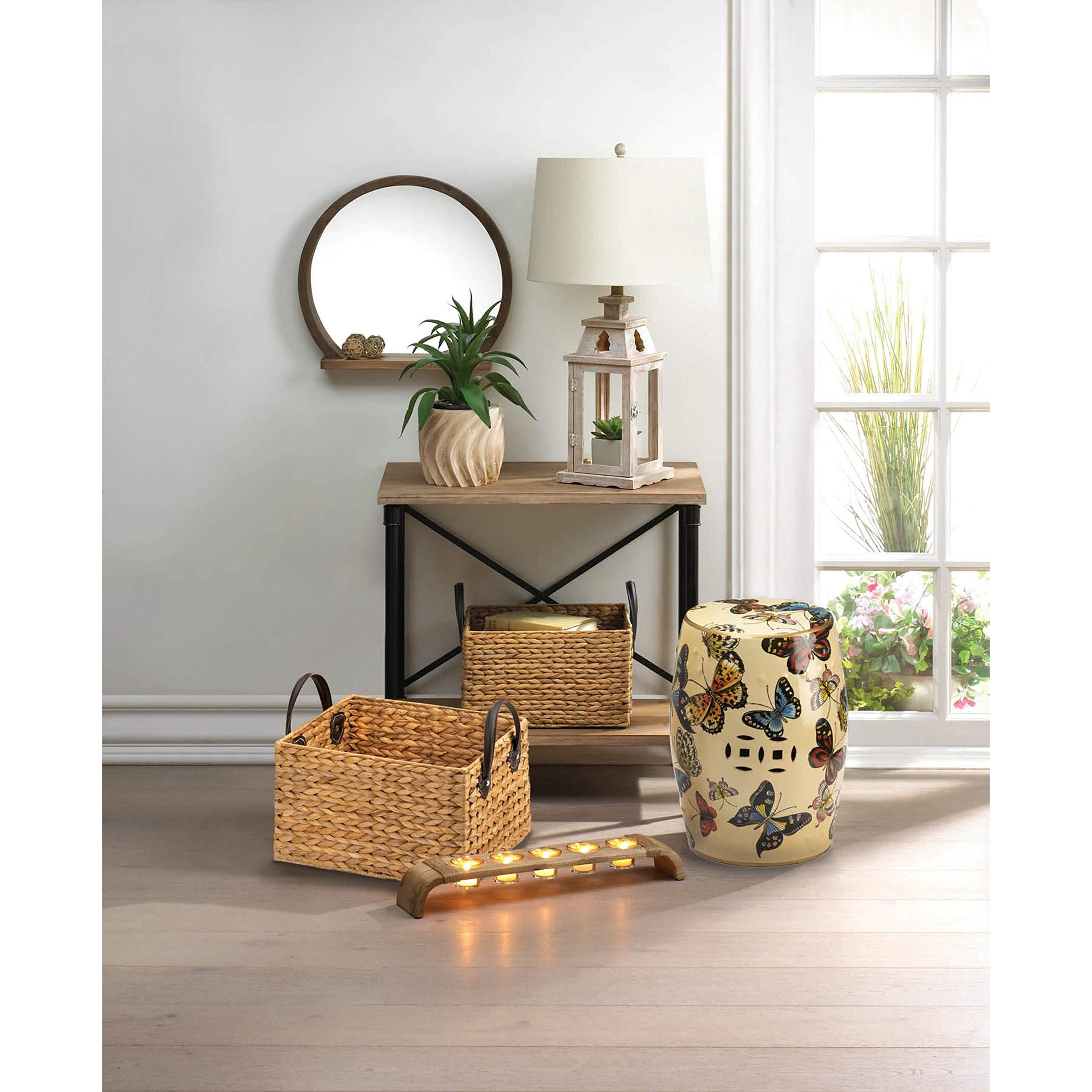 Zingz & Thingz Zingz & Thingz Round Wooden Mirror with Shelf 17.75x2.75x16