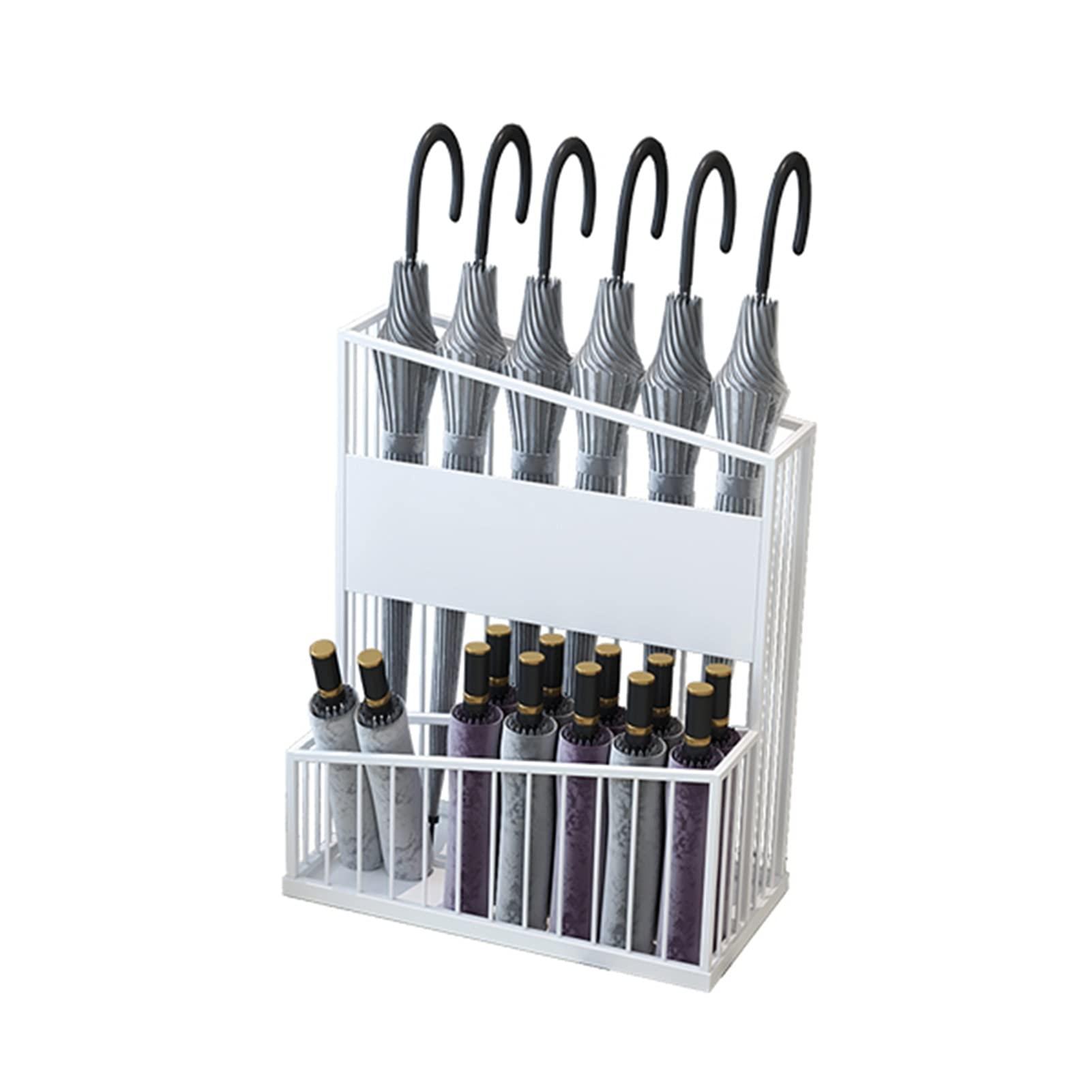 HUAHUA Umbrella Rack Hua Large-Capacity Umbrella Stand Metal Umbrella Bucket, Modern White Umbrella Storage Rack, Suitable for Home Business Hotels, 36x25x50cm