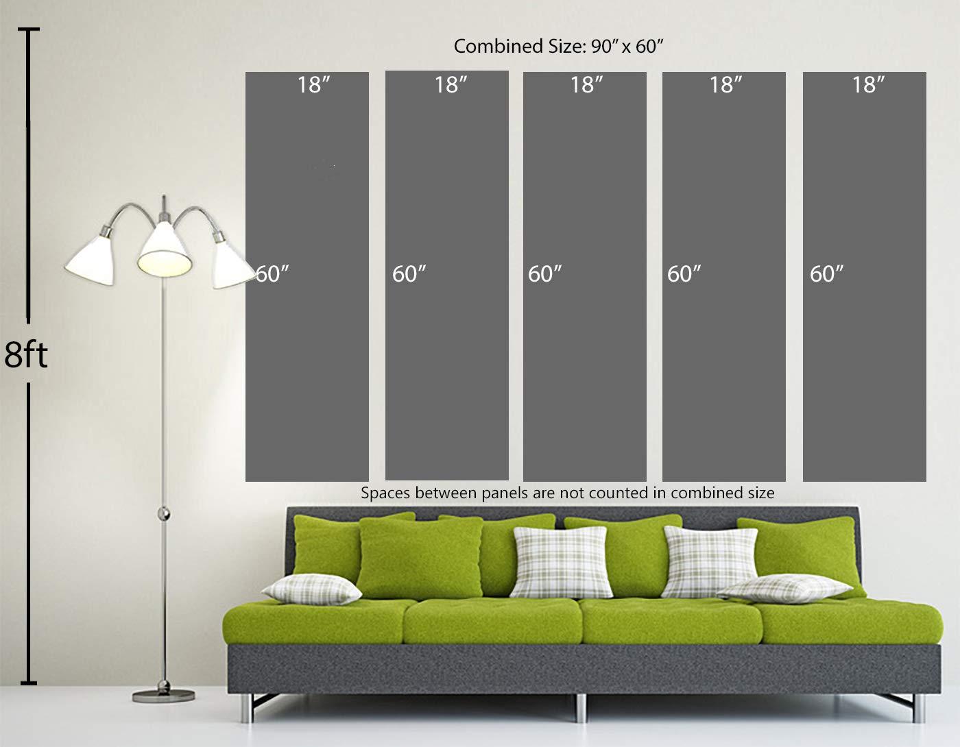 Canvas Quest 90 x 60 TOTAL - Kentucky State Flag Grunge Canvas Print Wall Art - 5 Panel Split. Home decor Flag Art