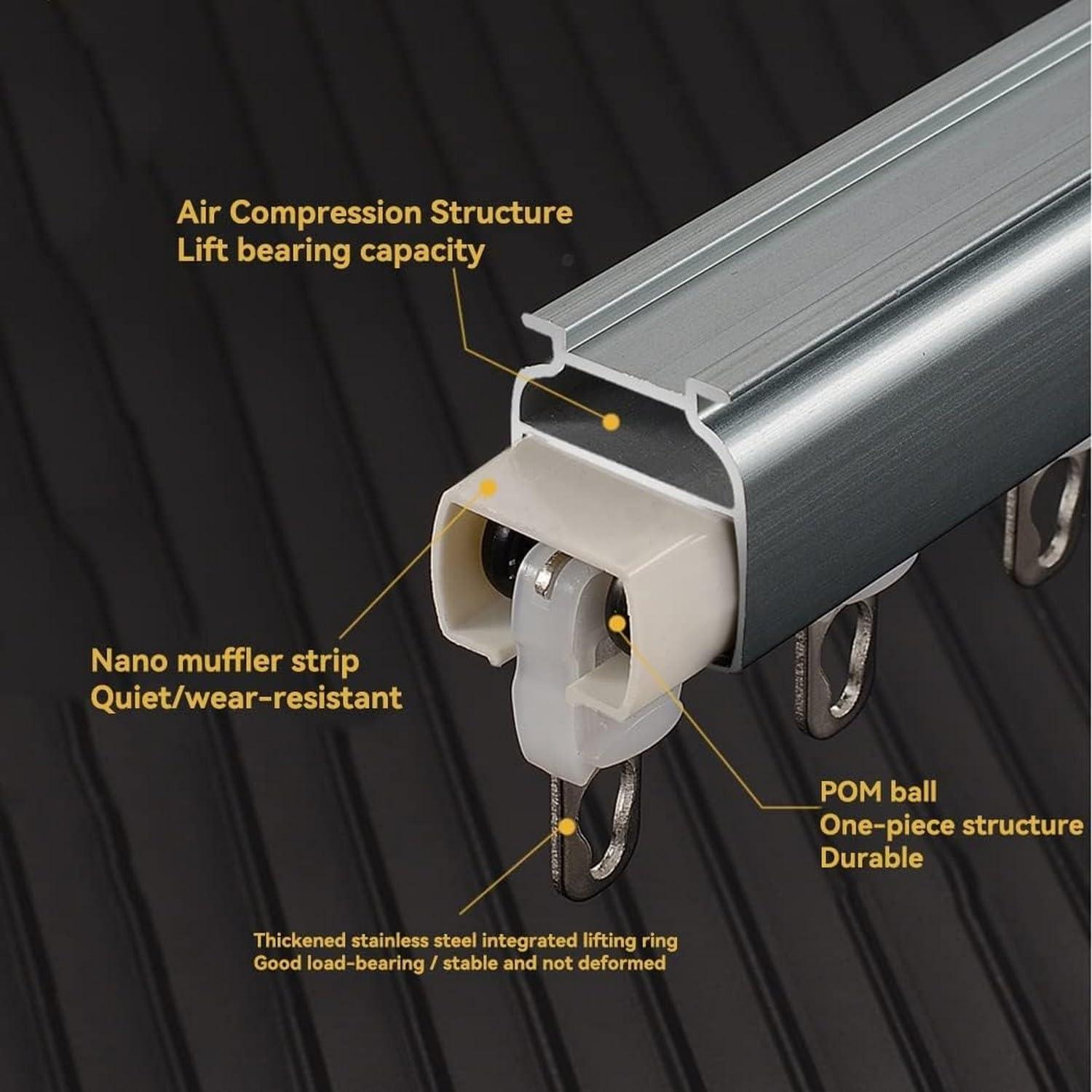 SHAWLA Curtain Rod Curtain Pole Room Divider Curtain Track, Ceiling or Wall Mount Curtain Rail, Heavy Duty Double/Single Curtain Rods/E/3M